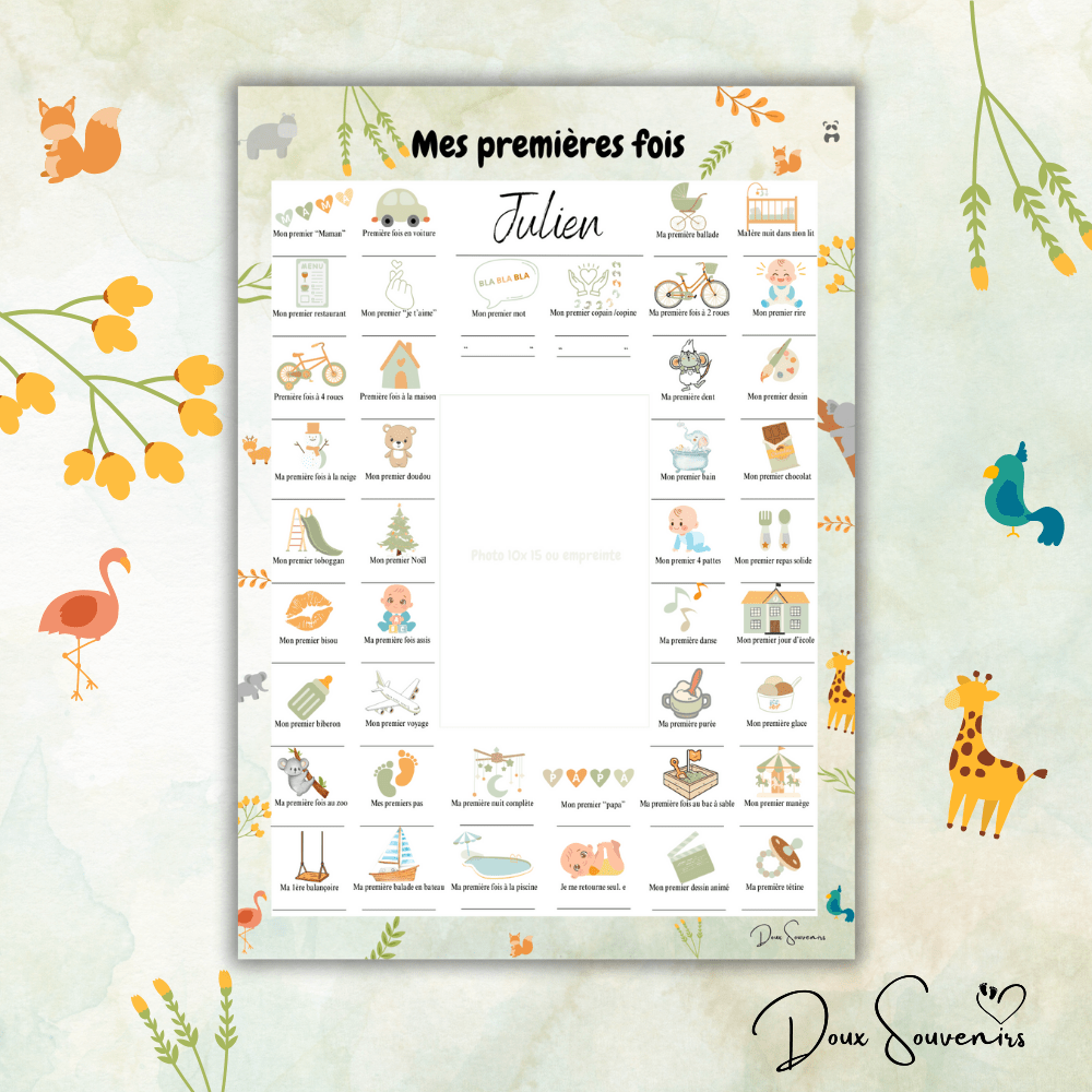Affiche Mes premières fois | Modèle "Animaux"