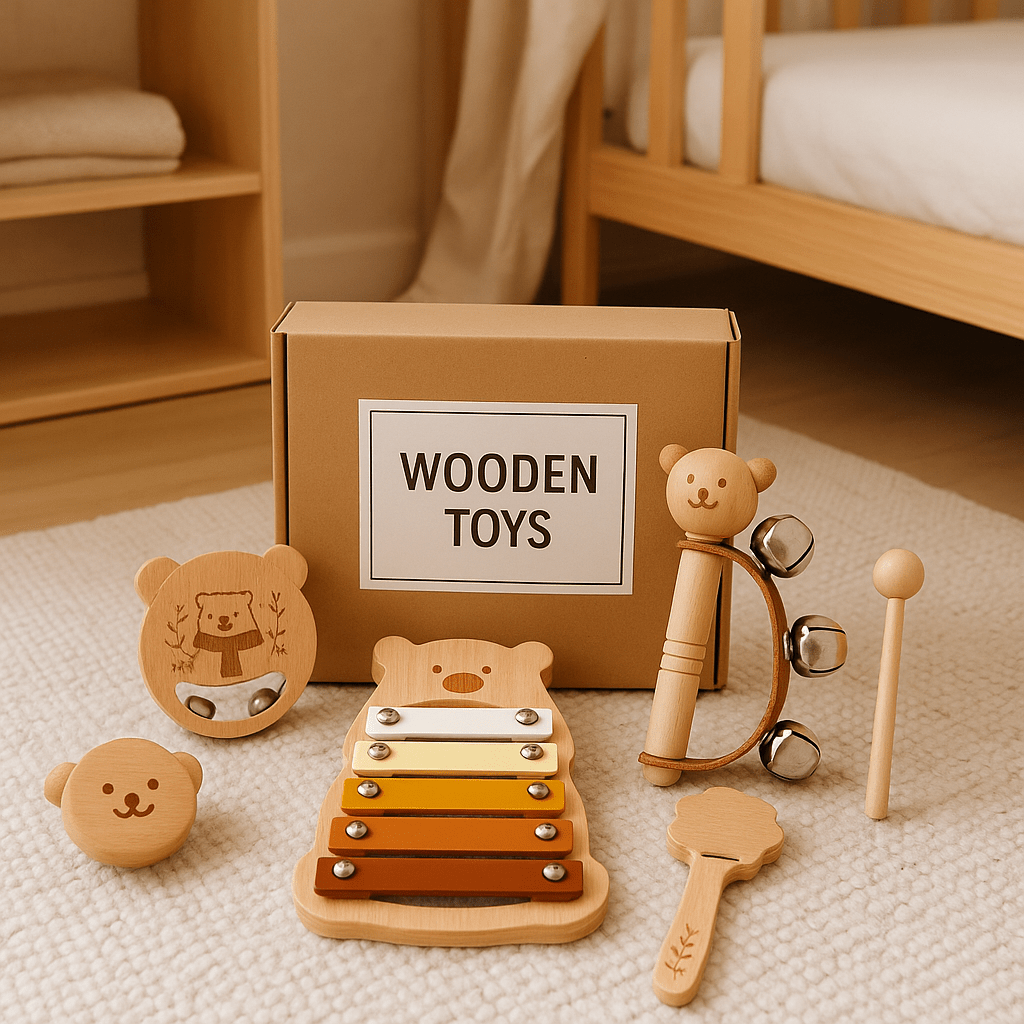 Coffret musical Montessori 5 pièces – Éveil musical et motricité tout en douceur