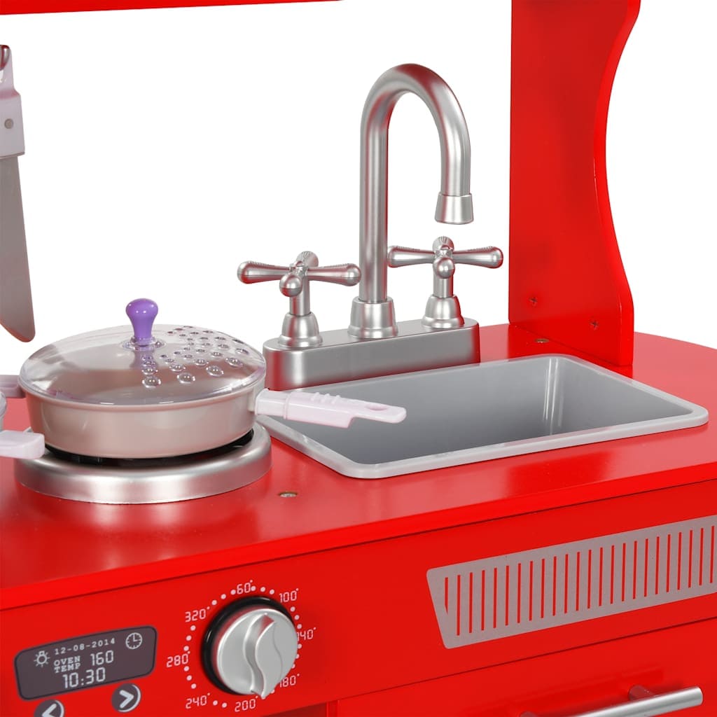 Cuisine jouet rouge et blanche avec accessoires
