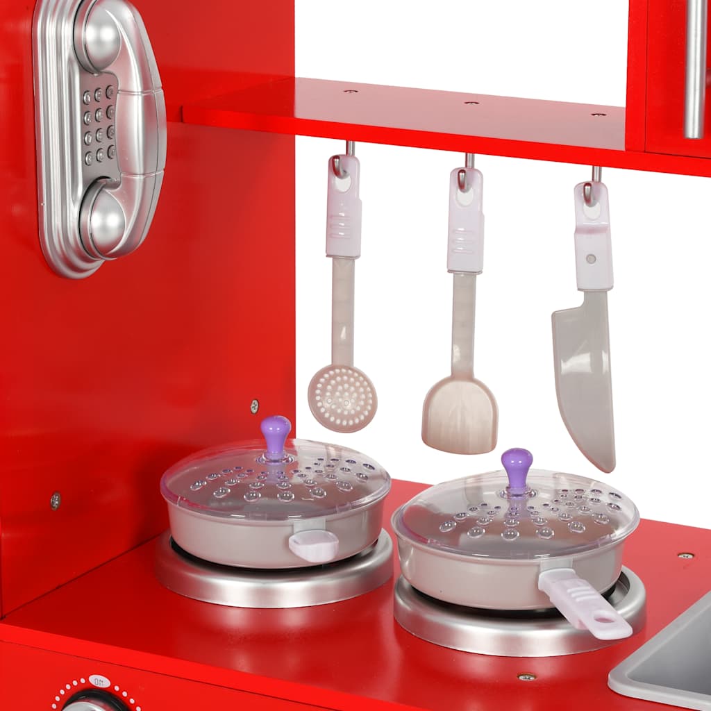 Cuisine jouet rouge et blanche avec accessoires