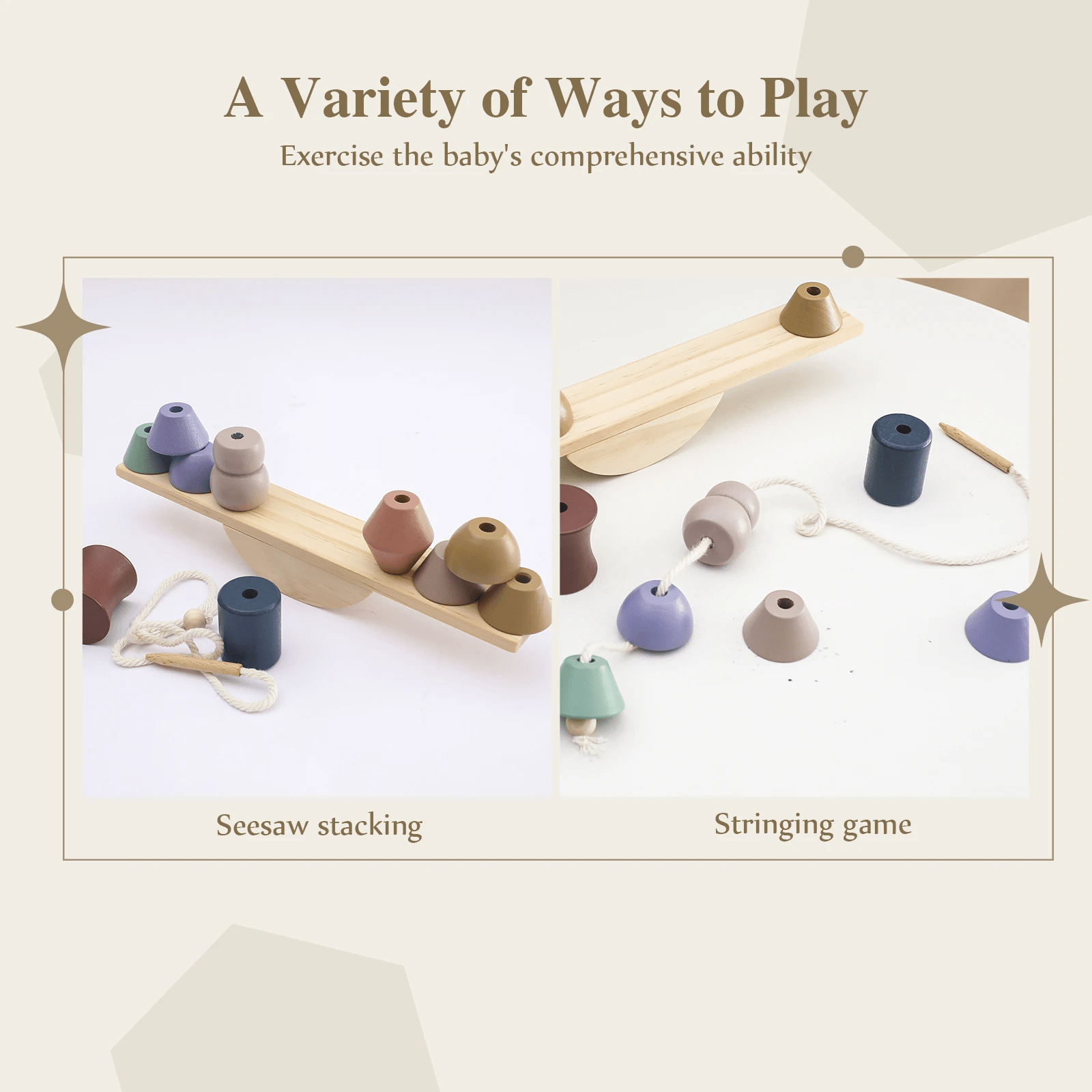 Jeu d’équilibre & enfilage Montessori