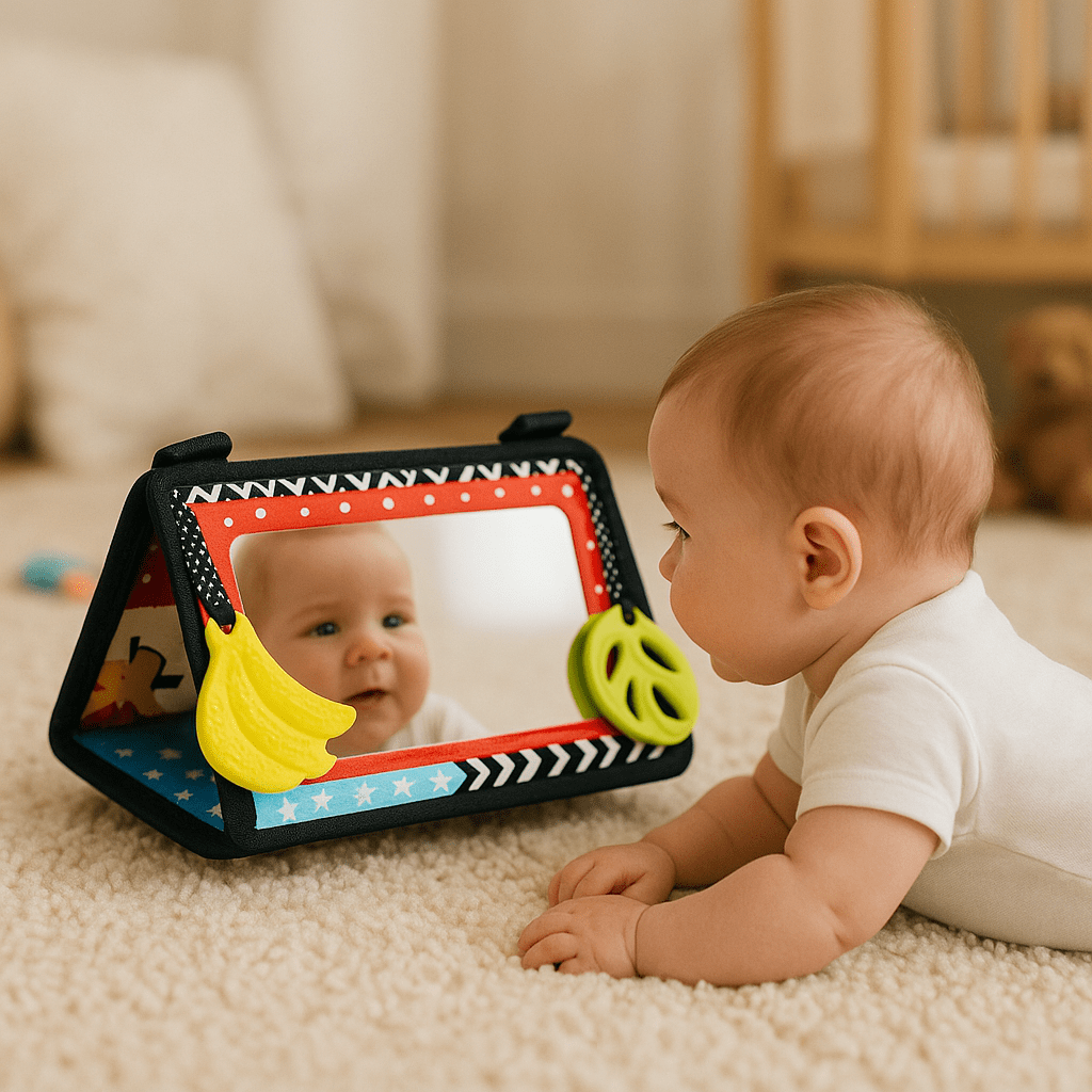 Livre d’éveil sensoriel avec miroir – Pour un éveil tout en douceur