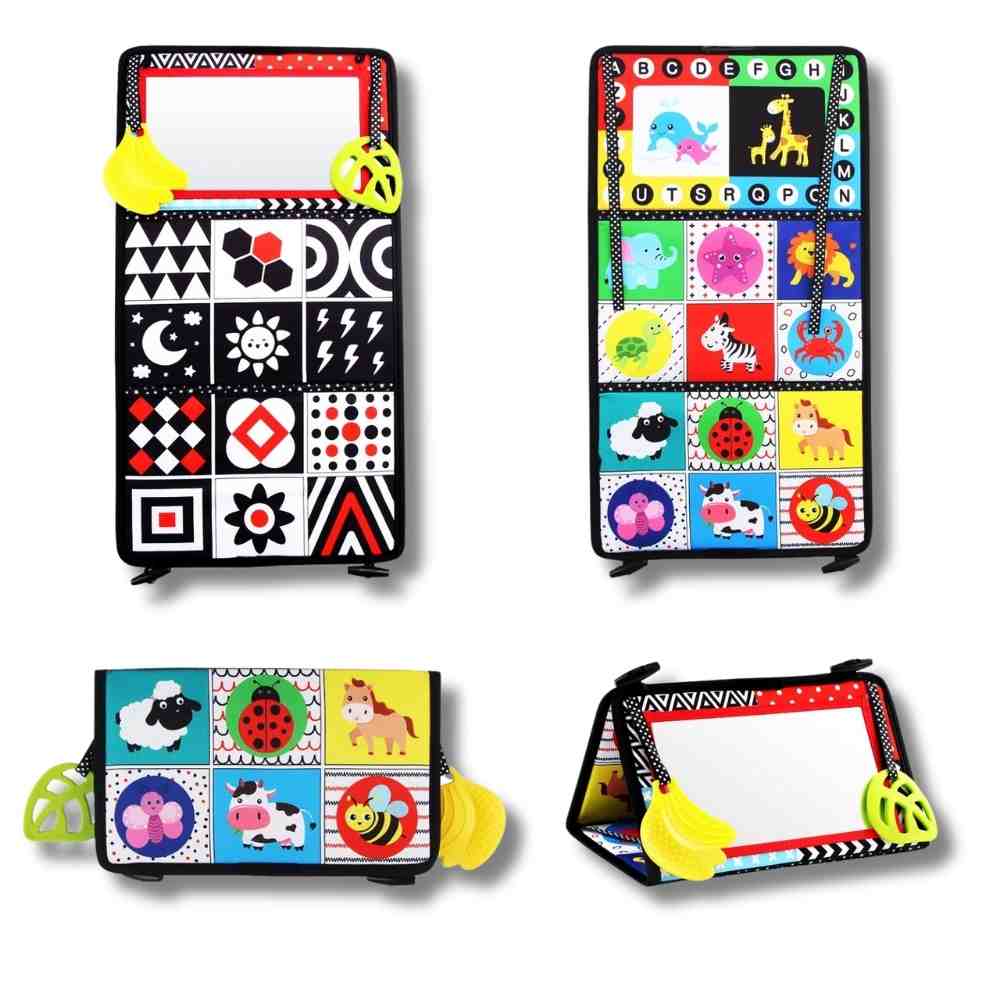 Livre d’éveil sensoriel avec miroir – Pour un éveil tout en douceur