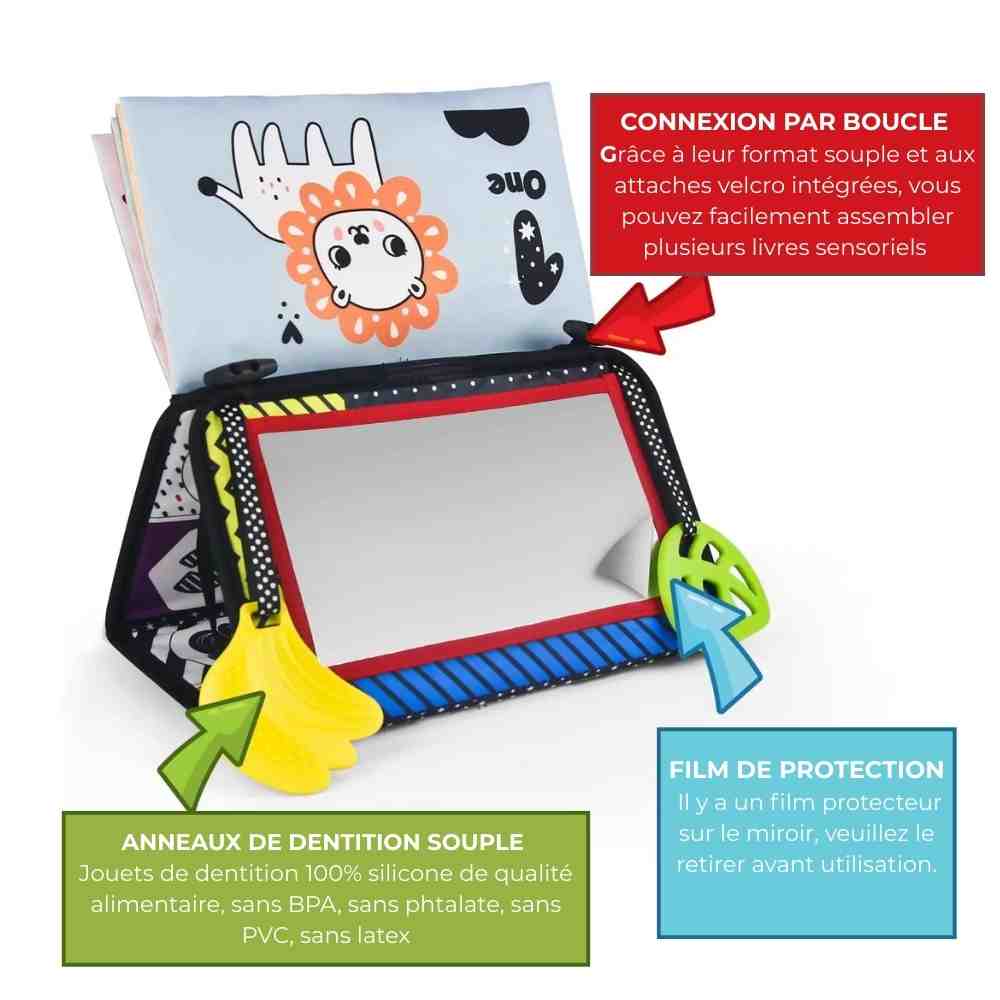 Livre d’éveil sensoriel avec miroir – Pour un éveil tout en douceur