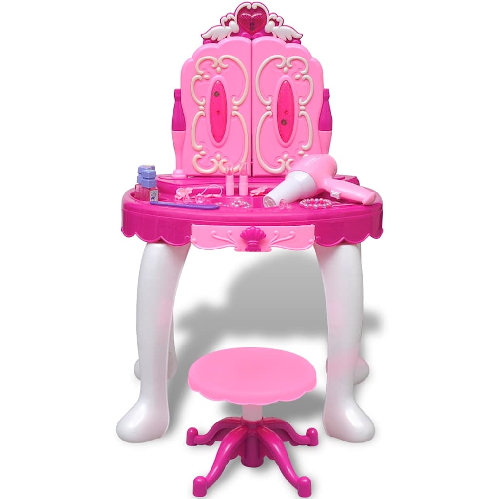 Coiffeuse Jouet 3 Miroirs Pour Enfants Avec Lumière Et Son