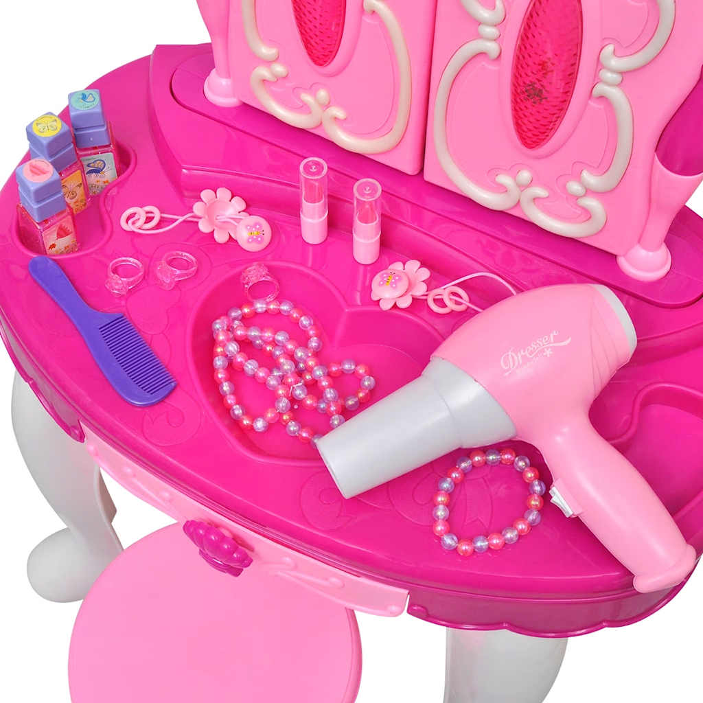 Coiffeuse Jouet 3 Miroirs Pour Enfants Avec Lumière Et Son
