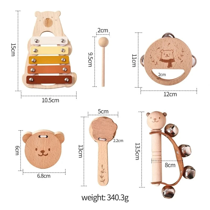 Coffret musical Montessori 5 pièces – Éveil musical et motricité tout en douceur