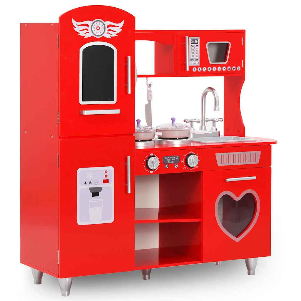 Cuisine jouet rouge et blanche avec accessoires