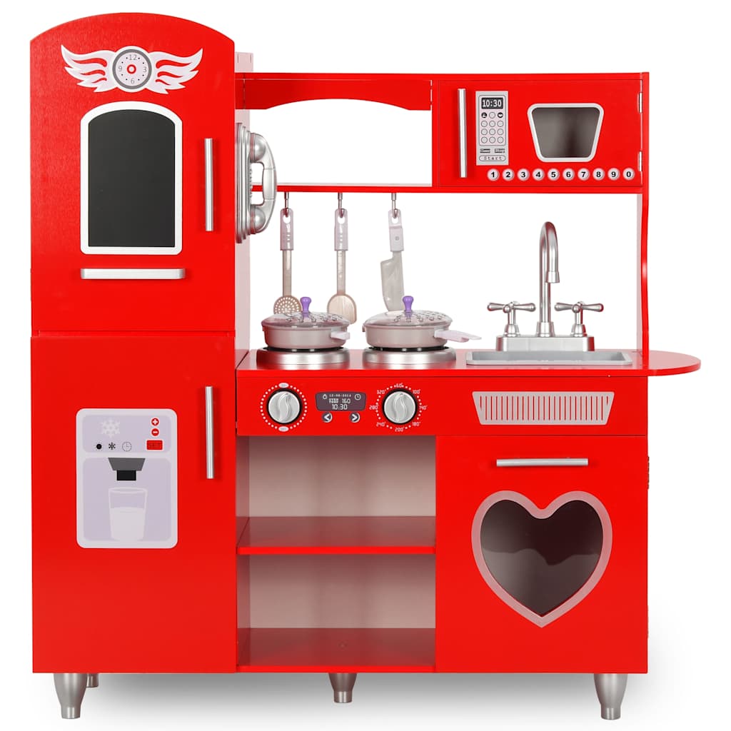 Cuisine jouet rouge et blanche avec accessoires