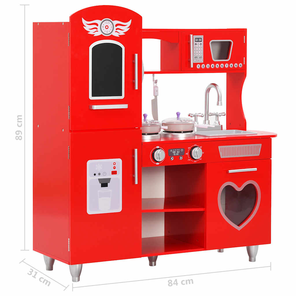 Cuisine jouet rouge et blanche avec accessoires