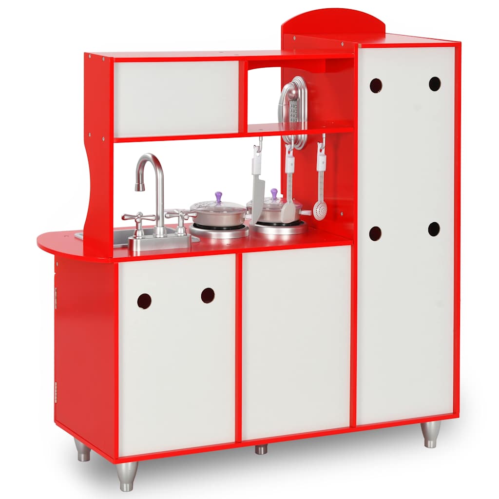Cuisine jouet rouge et blanche avec accessoires