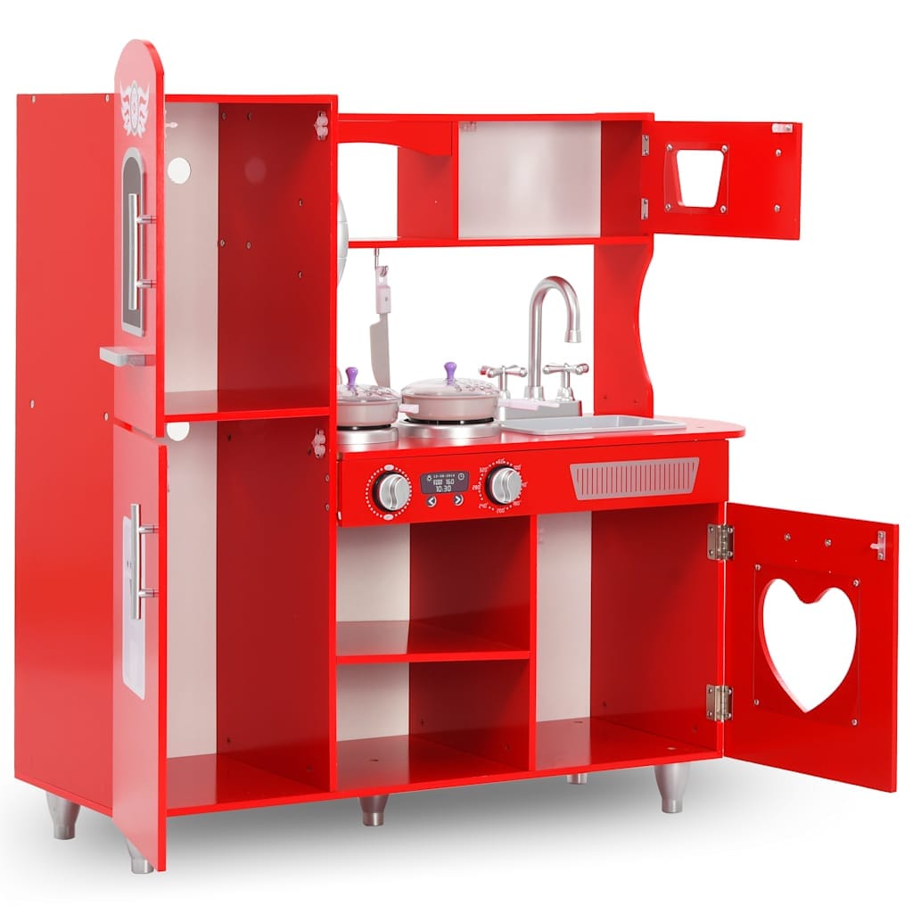 Cuisine jouet rouge et blanche avec accessoires