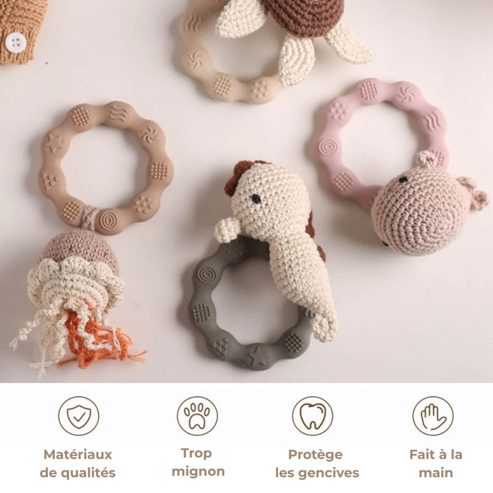 Hochet sensoriel en silicone