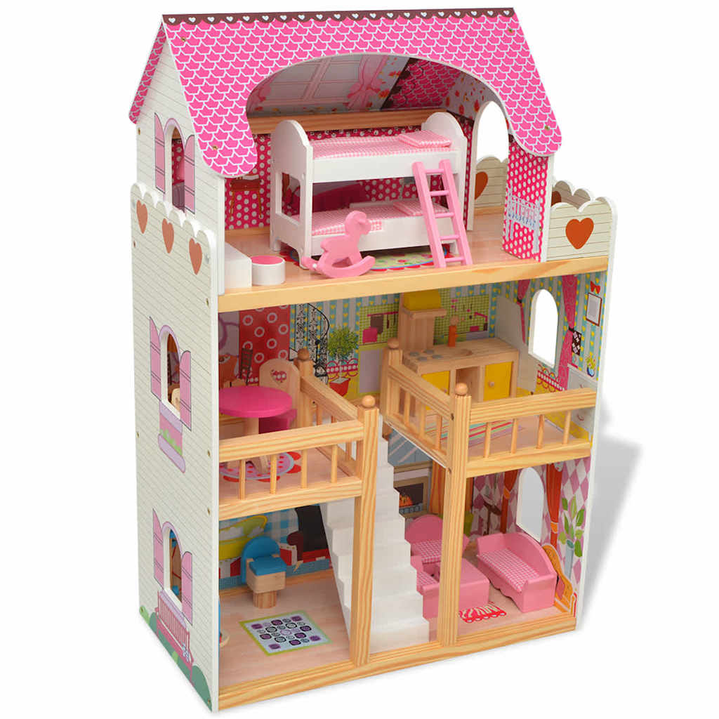Maison De Poupées À Trois Étages Bois 