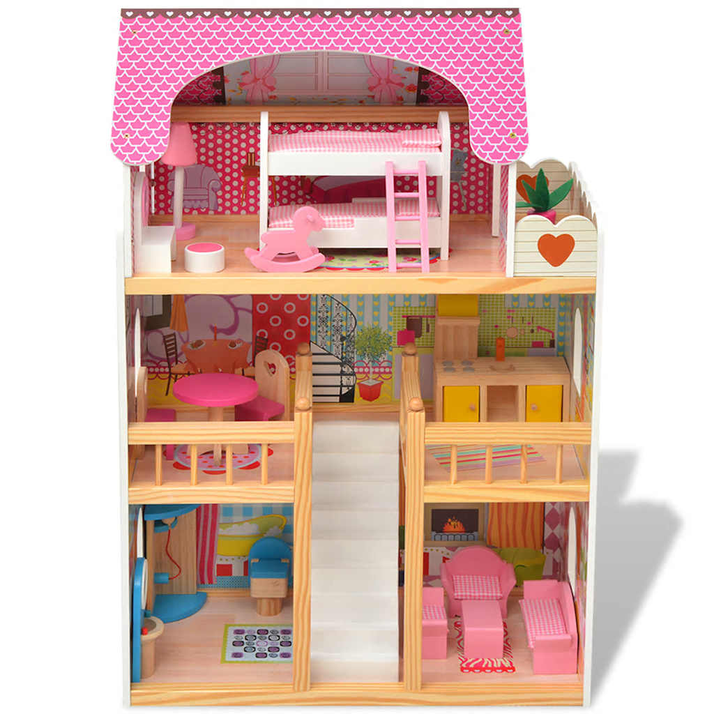 Maison De Poupées À Trois Étages Bois 