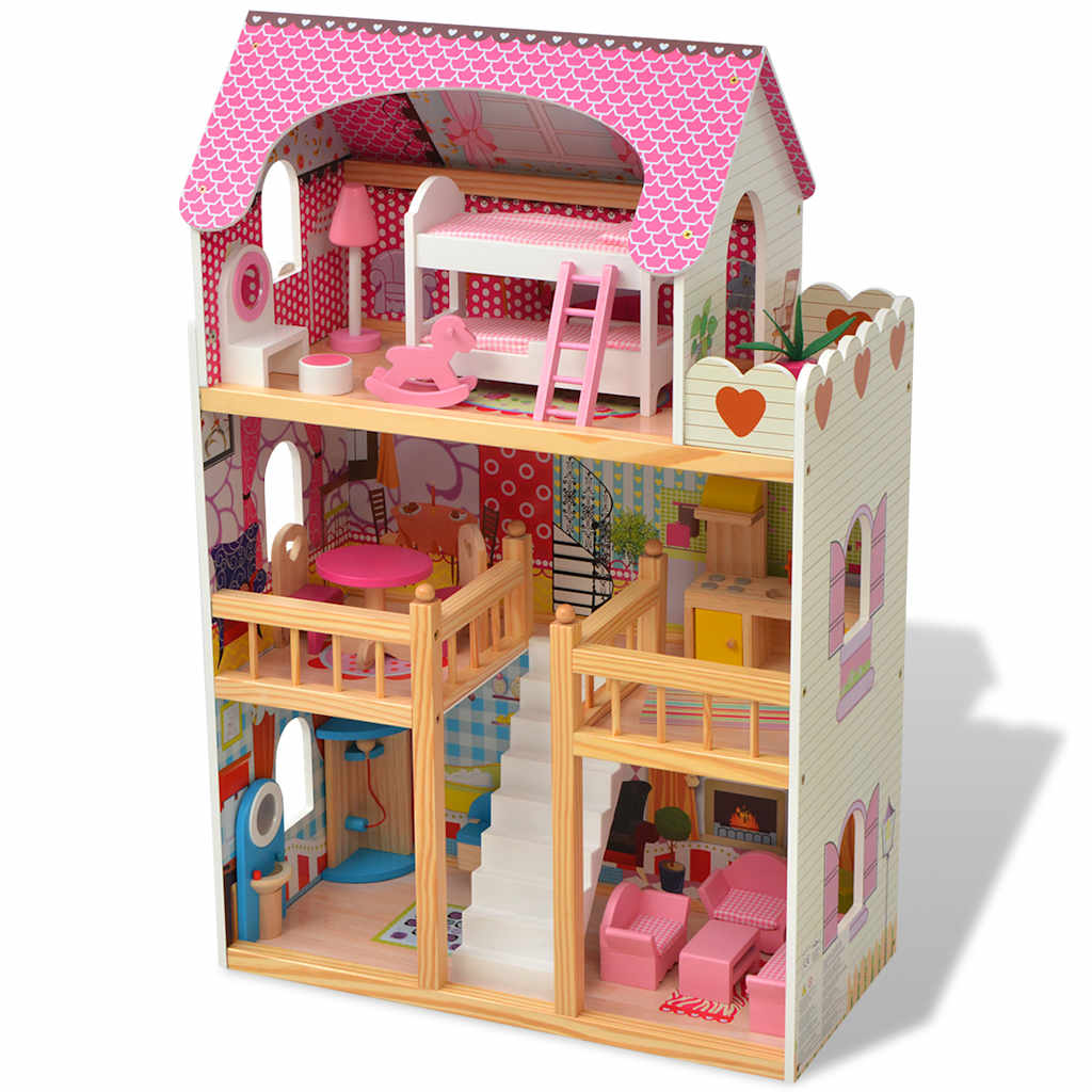 Maison De Poupées À Trois Étages Bois 