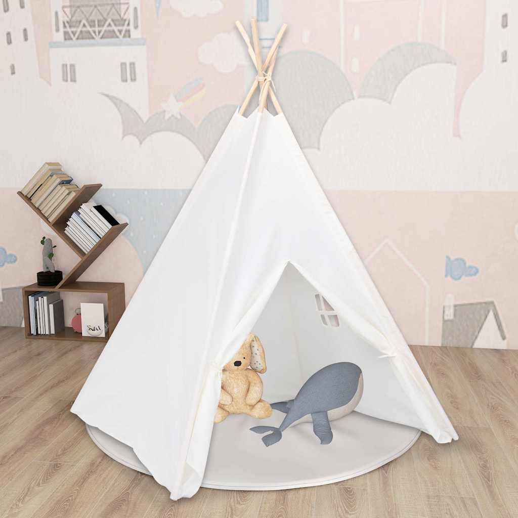 Tipi enfant blanc en tissu peau de pêche